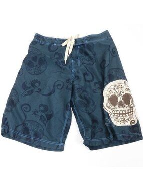 Sideout Skull Dia De La Muertos Men's 32 Board Shorts Swim Trunks Beach Surfing